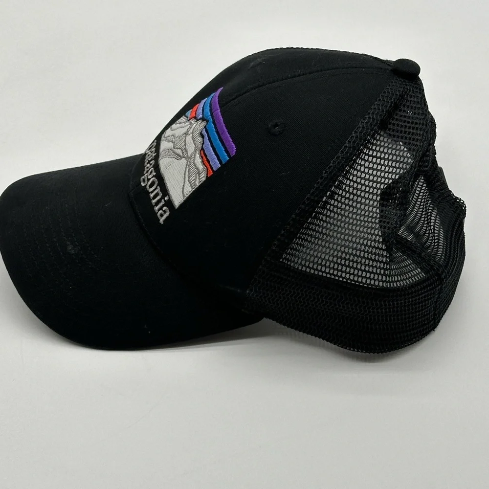 EUC Patagonia Mesh Canvas Patch Sunset Mountain Logo netplus Trucker Vintage Hat